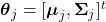 \boldsymbol{\theta}_{j} = [\boldsymbol{\mu}_{j}, \boldsymbol{\Sigma}_{j}]^{t}